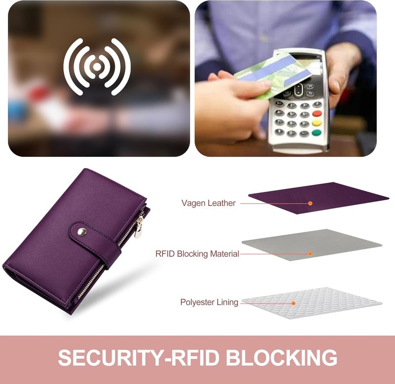 yiijay Womens Wallet RFID Blocking Vegan Leather Trifold Clutch Credit Card Holder Ladies Travel Wallet Purse with Pen Holder - Image 5